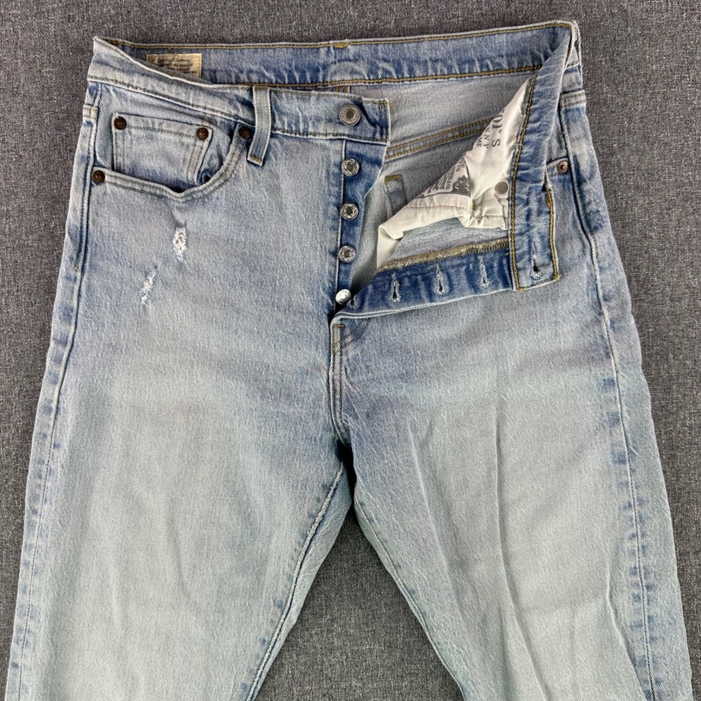 Levi's Jeans Women 29 501 Skinny Light Wash Ripped Knee Button Fly